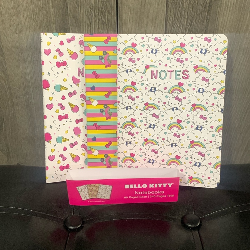 Sanrio Hello Kitty Set Of 3 Lined Pages Notebooks 80 Pages Each New In Package